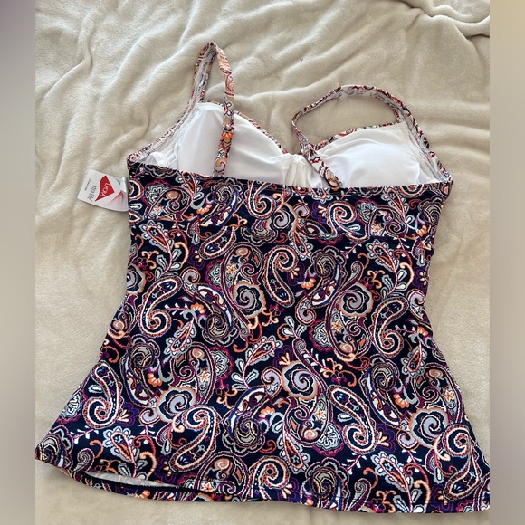 NWT Lands End Women's Wrap Underwire Tankini Swimsuit Top, Size 12 - Picture 3 of 6